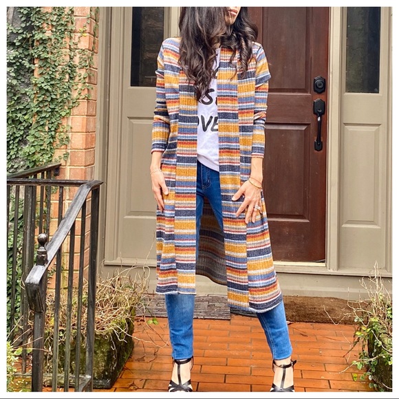 ✨LAST ONE✨multi color striped open knit cardigan - Picture 3 of 5